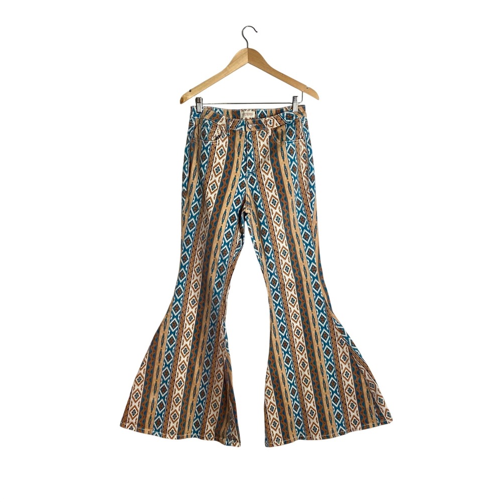 Shyanne Southwestern Aztec Flare Bell Bottom Jeans Boho Western Cowgirl